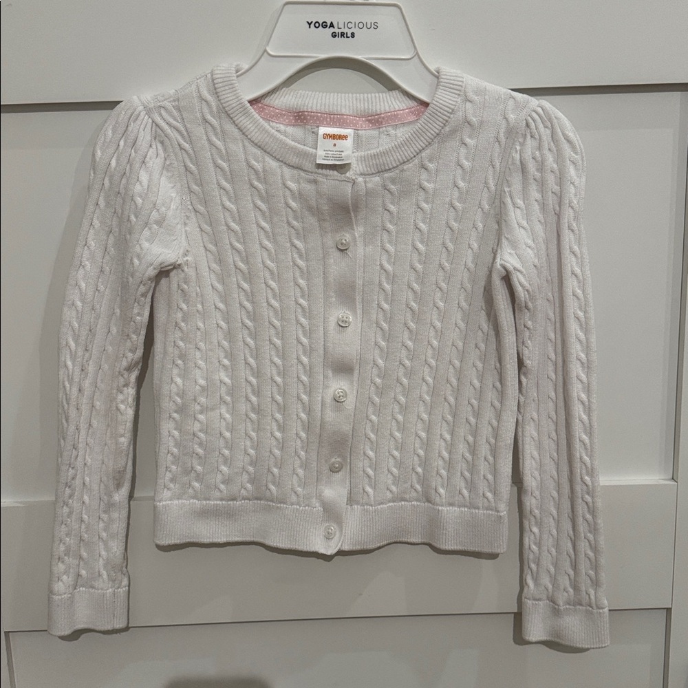 Gymboree White Cable Knit Button Down Cardigan - Size 8